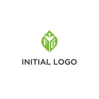 fg Monogramm mit Blatt Logo Design Ideen, kreativ Initiale Brief Logo mit natürlich Grün Blätter vektor