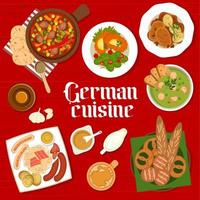 Deutsche Küche Speisekarte Abdeckung, Abendessen und Mittagessen Essen vektor