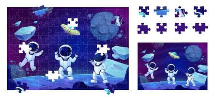 Raum Puzzle Puzzle Spiel Stücke Karikatur Astronauten vektor