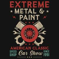 extrem metall och måla amerikan klassisk bil visa grafik tshirt design vektor