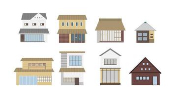 japansk hus byggnad uppsättning i färgrik vektor