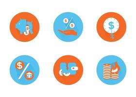 finansiera. vektor illustration uppsättning av ikoner konkurs, kreditera.