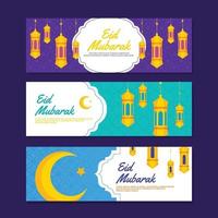 Eid Mubarak Gruß Banner Set vektor