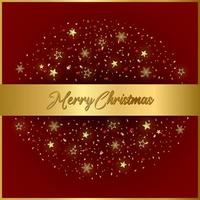 glad jul hälsning kort. guld dekor och konfetti på en röd bakgrund. vektor
