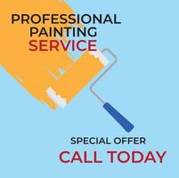 professionell målare målning en vägg och PR erbjudande text vektor