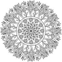 mandala med randig fantasi blommor, abstrakt färg sida vektor