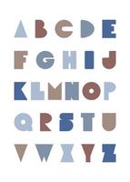 süß dekorativ Alphabet im Papier Schnitt Stil. Kinder- kreativ Alphabet. Vektor Illustration im ein minimalistisch Stil