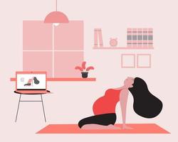 online yoga handledning för gravid kvinna vektor