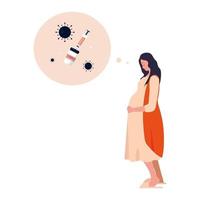 gravid kvinna undrar över covid 19-vacciner vektor