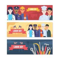 Labor Day platt banner designuppsättning vektor