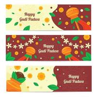 Gudi Padwa Feier Banner Set vektor