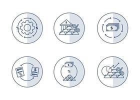 finansiera. vektor illustration uppsättning av skuld refinansiering ikoner, insättningar i dyrbar metaller