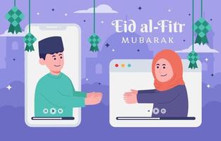 eid mubarak online med vänner vektor