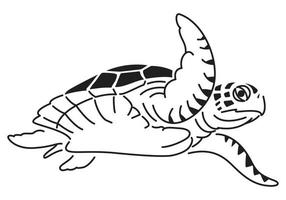 hav sköldpadda teckning simning,. vektor