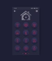 Smart House und Home Automation Mobile App mit Liniensymbolen vektor