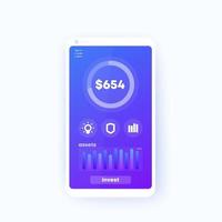 Finanzen App Mobile UI Design auf dem Telefonbildschirm vektor