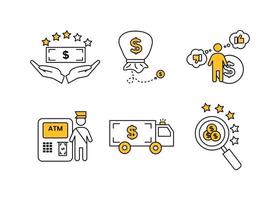 finansiera. vektor illustration uppsättning av ikoner betyg tjänster, samling.