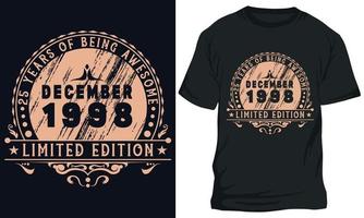 Geburtstag T-Shirts Design zum jedermann 1998 25 vektor