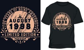 Geburtstag T-Shirts Design zum jedermann 1998 25 vektor