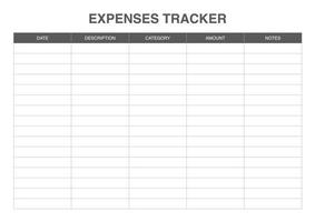 druckbar Kosten Tracker, einfach Vorlage Design vektor