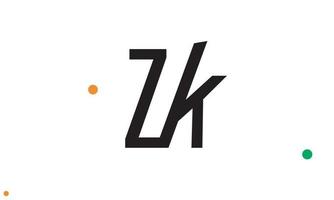 alfabetet bokstäver initialer monogram logotyp zk, kz, z och k vektor