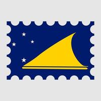 Porto Briefmarke mit tokelau Flagge. Vektor Illustration.