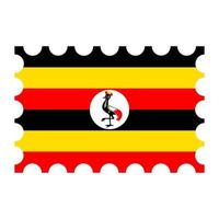 Porto Briefmarke mit Uganda Flagge. Vektor Illustration.