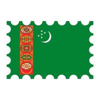 Porto Briefmarke mit Turkmenistan Flagge. Vektor Illustration.