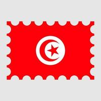 Porto Briefmarke mit Tunesien Flagge. Vektor Illustration.