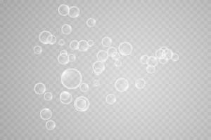 färgrik tvål bubblor. isolerat, transparent, realistisk tvål bubblor. vektor
