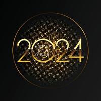 2024 Lycklig ny år och glad jul abstrakt skinande Färg guld cirkel design element vektor