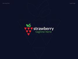 Erdbeere Logo Design mit Dreieck vektor