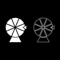 hjul av förmögenhet tur- roulett spinning spel chans begrepp uppsättning ikon vit Färg vektor illustration bild fast fylla översikt kontur linje tunn platt stil