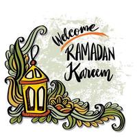 Hand Beschriftung Schöne Grüße herzlich willkommen Ramadan kareem vektor