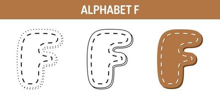 Arbeitsblatt zum nachzeichnen und ausmalen von alphabet f für kinder vektor