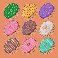 einstellen bunt köstlich Donuts vektor
