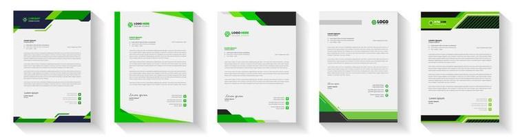 offiziell minimal kreativ abstrakt Fachmann Newsletter korporativ modern Geschäft Vorschlag Briefkopf Design Vorlage einstellen mit Grün Farbe. Brief Kopf Design einstellen mit Grün Farbe. vektor