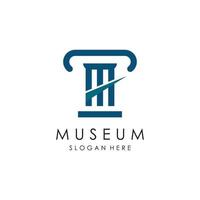 Museum Logo Vorlage mit minimalistisch und modern Konzept vektor