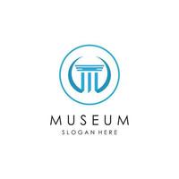 Museum Logo Vorlage mit minimalistisch und modern Konzept vektor