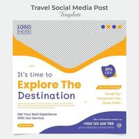 Tourismus und Reise Urlaub Ferien Sozial Medien Post und Platz Flyer Post Banner Vorlage Design vektor