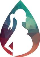 gravid kvinna logotyp. gravid kvinnor vektor ikon mall.