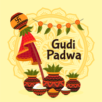 Gudi Padwa Design mit einigen Töpfen vektor