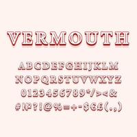 vermouth vintage 3d vektor alfabetuppsättning