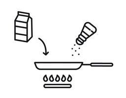 braten schwenken auf ein Gas Herd. Vektor Illustration. Linie Stil Symbol