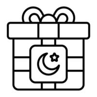 Halbmond Mond und Star auf Geschenk Box zeigen Symbol von Ramadan Geschenk Box vektor