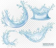 realistisch Wasser Spritzen einstellen isoliert Vektor Illustration Design.