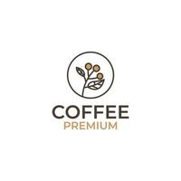Vektor Kaffee Bohne mit Blatt zum natürlich Cafe Konzept Logo Design Illustration Idee