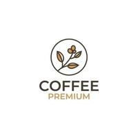 vektor kaffe böna med blad för naturlig Kafé begrepp logotyp design illustration aning