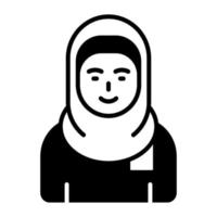 kvinna bär hijab som visar vektor av muslim kvinna, premie ikon