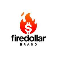 dollar tecken med brand ikon logotyp design. brinnande pengar med flamma logotyp vektor design. brand dollar logotyp.